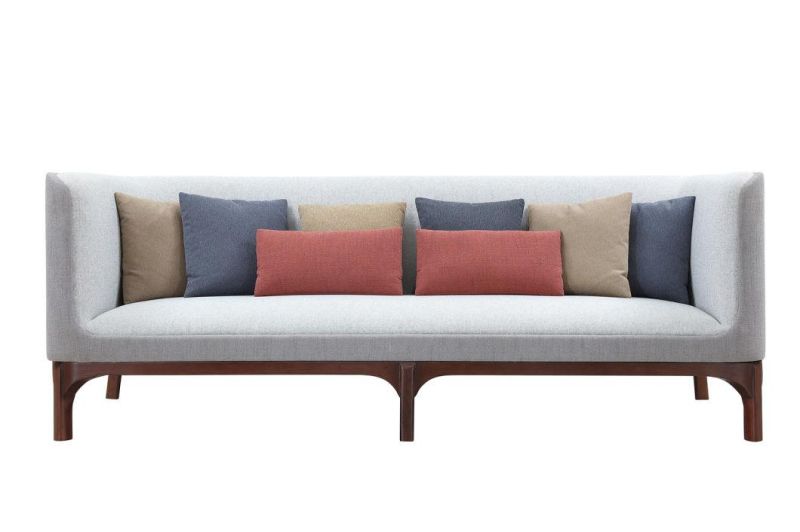 Living Room Hotel Lobby Reception Area Fabric Wooden Sofa
