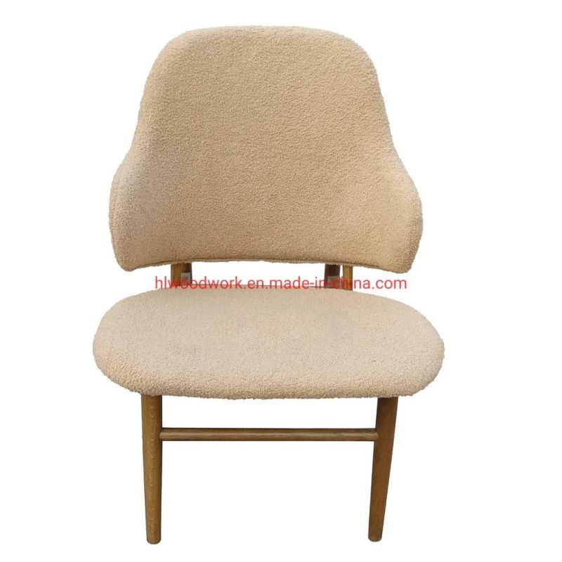 Oak Wood Frame Brown Color with Beige Teddy Velvet Magnate Chair Dining Chair Wooden Chair Lounge Sofa Coffee Shope Armchair Living Room Sofa Resteraunt Sofa