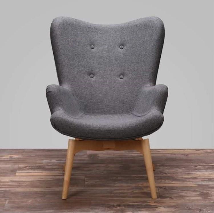 Home Furniture Nordic Fabric Single Seater Armchairs Modern Sofa Lounge Chair with Wooden Legs Living Room Sofa