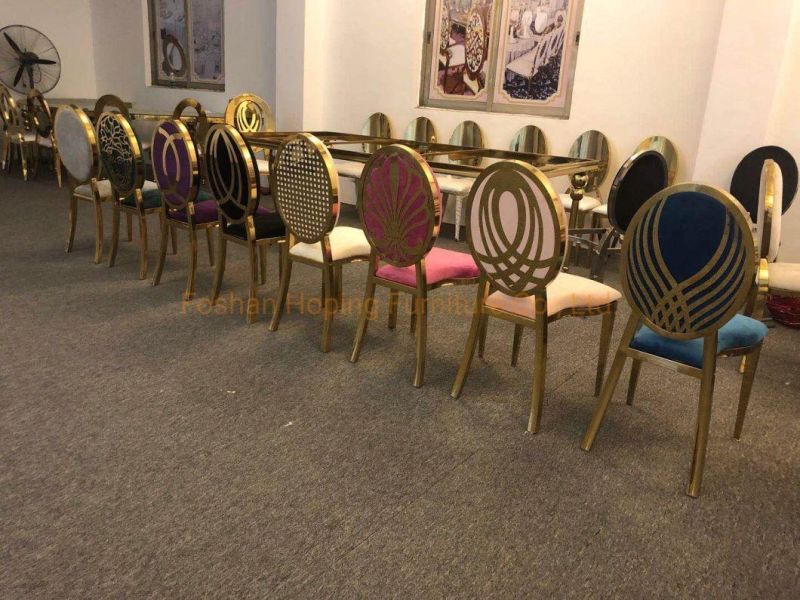 Modern Picture Pattern Back Chair Gold Luxury Solid Wood Decor Heart Oval Shape Design Wedding Sofa Chair