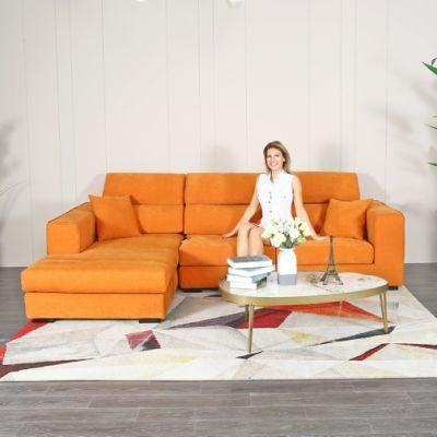 Modern Design Home Living Room Office Furniture L Shape Leisure Sectional Orange Sofa