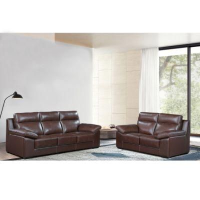 Sunlink Modern Simple Style High Quality Brown Leather Wood Frame Living Room Furniture Sofa