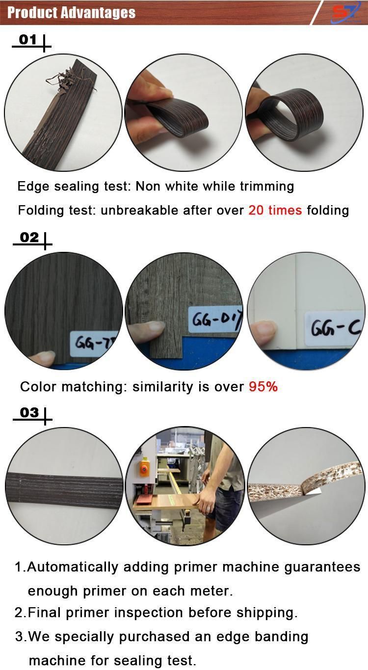 High Quality Glossy White PVC Edge Banding / Plastic Shelf Edge Banding Tape / Laminated Edge Strips Bunnings Furniture Tape