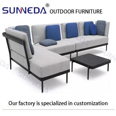 Modern Aluminum Frame Corner Sofa Matches Tea Table