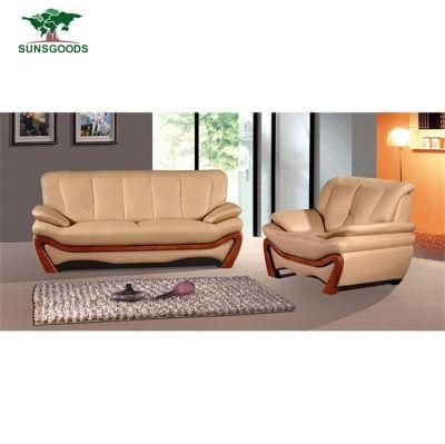 Popular Genuine Leather Soild Wood Frame Sofa Set for Sale