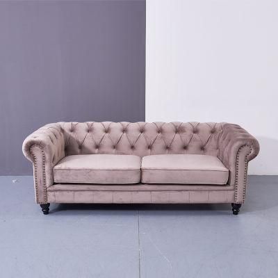 Classic Channel Deep Tufted Fabric Velvet Couch Chesterfield Sofa for Living Room Furniture Sets