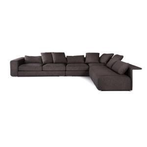 Dark Grey Living Room L Shape Sectional Couch with Reclining Backrest
