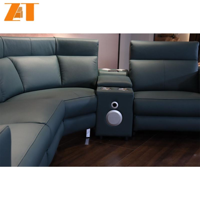 Intelligent Modern Home Living Room Sectional Green Couch Set Smart L Shape Leather Lazy Sofa