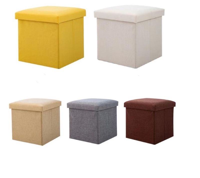 Printing Cloth Art Folding Stools Storage Stools Can Sit on Adult Sofa Shoe Stool Multi-Functional Finishing Box