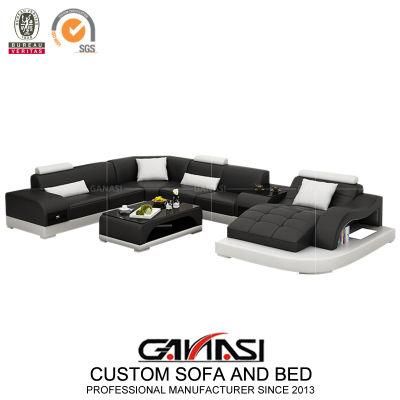 Full Leather Chinese Hand Made Sofa Sectional Sofa for Living Room