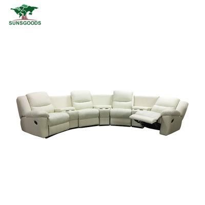 Relax Leisure Armchair Faux White PU Leather Living Room Furniture Manual Recliner Sofa