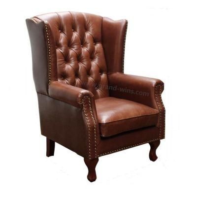 Hotel Leather Chesterfield Sofa Chair Furniture Wing Back Arm Chair