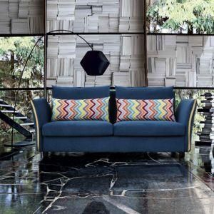 Blue Three Seat Fabric Sofa for Living Room Furniture