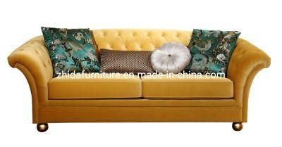 Navy Blue Velvet Villa Design Home Living Room Sofa for Reception