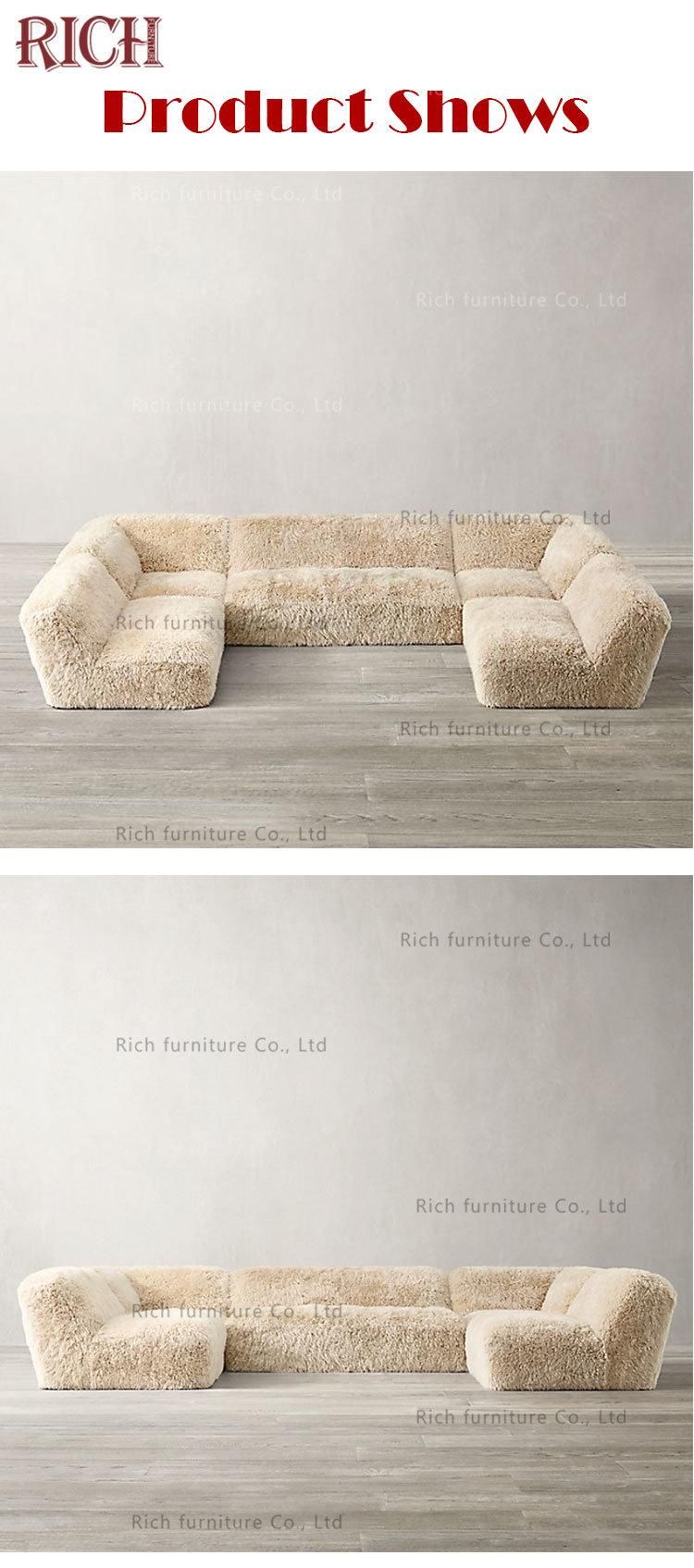 Fuzzy Corner Couch Modular Sectional U Shaped Fur Fluffy Sofa