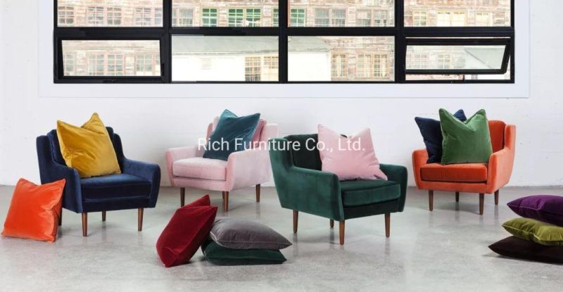 Simple Style Light Luxury Single Sofa Chair Dark Green Fabric Covers Leisure Sofa Hotel Restaurant Used Armrest Sofa