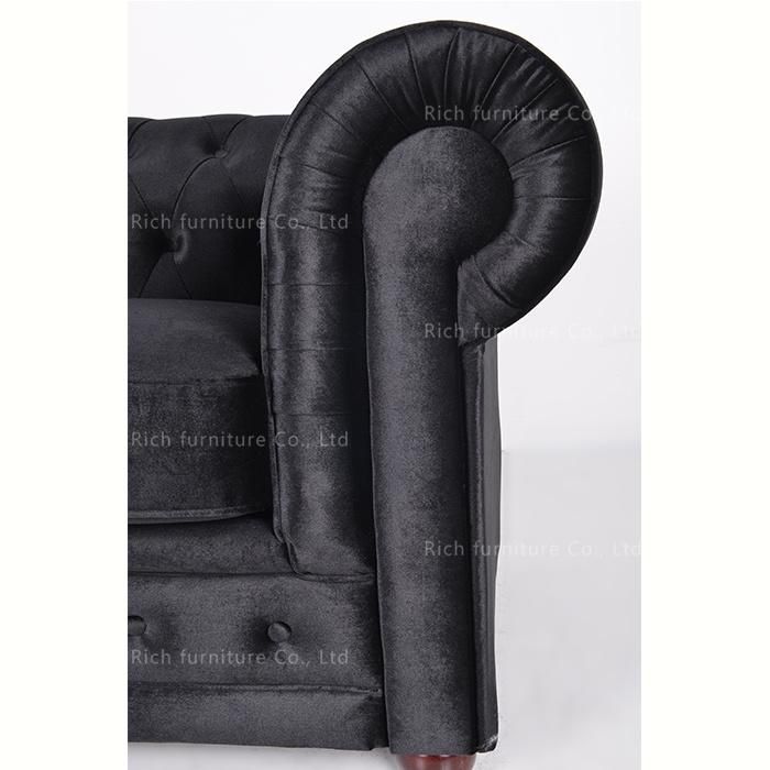 Fabric Velvet Black Leisure Tufted Chesterfield Sofa Couch Loveseat