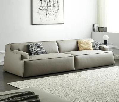 Italian Style Fabric Sofa Modern Minimalist Living Room Three People in-Line Technology Fabric Sofa