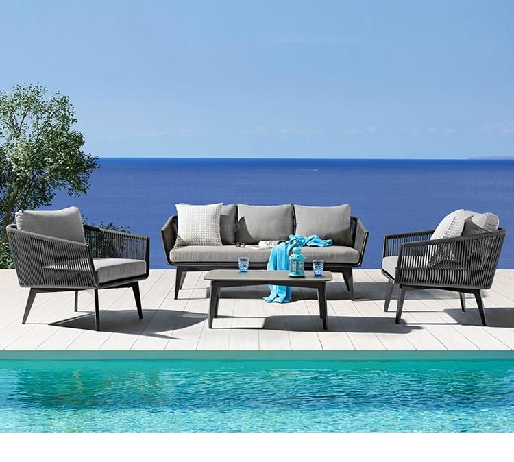 Hot Sale Hotel Leisure Garden Hotel Resort Villa Project Outdoor Weaving Polyester Rope Sofa Furniture Set