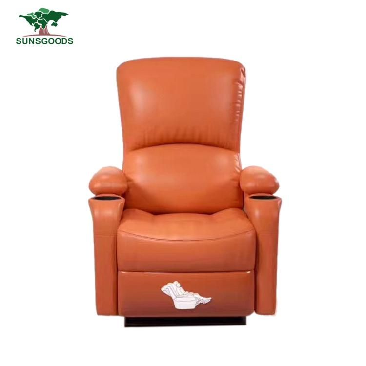 Luxurious Leather Home Theater Movie Seats Sofa Chair Orange Colour