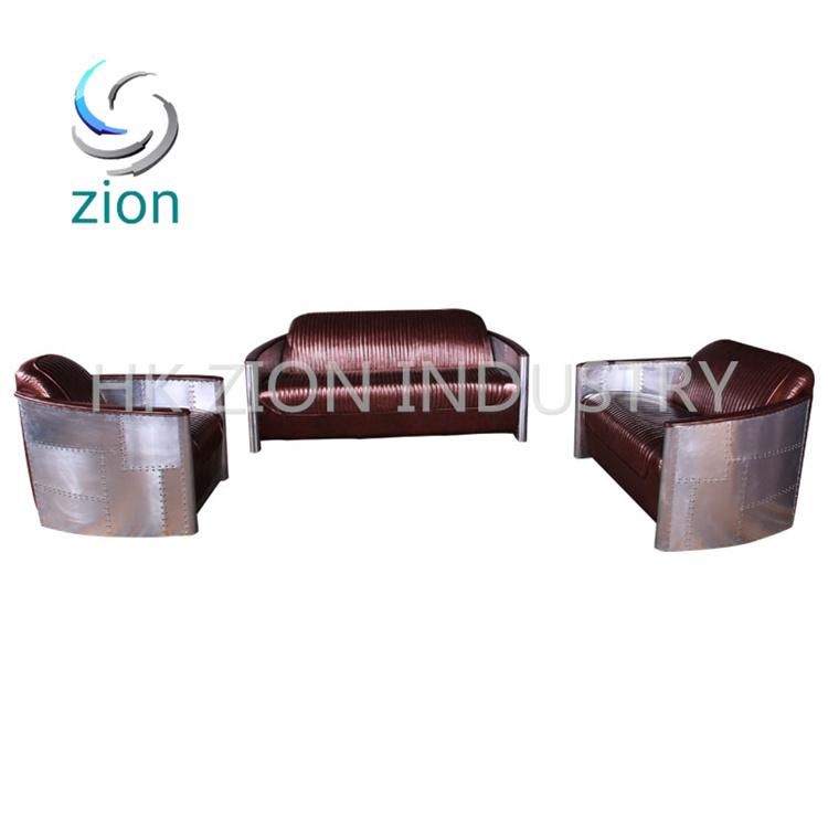 Modern Furniture Sofa Set Furniture Living Room Leisure Sofa Garden Sofas Children Sofa Reception Sofa Brown Silver Leather Sofa