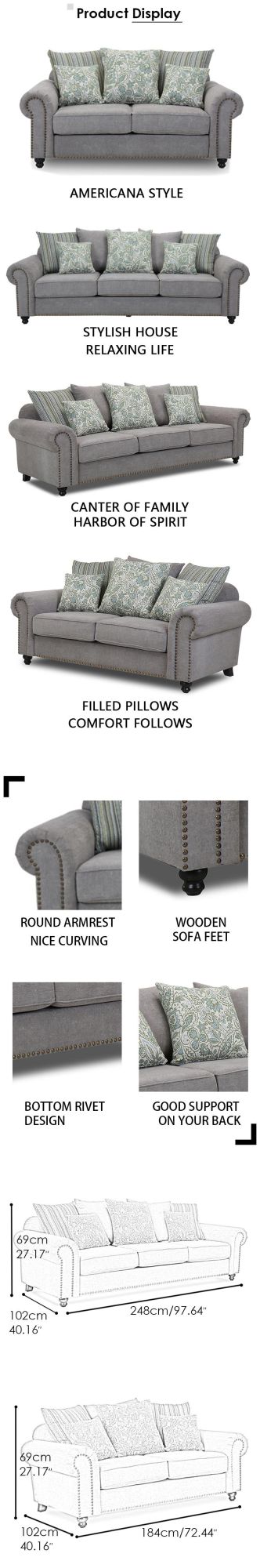 Modern Living Room Sofa Cloth Sofa Set Three Seater Fabric Sofa Corner Sofa Living Room