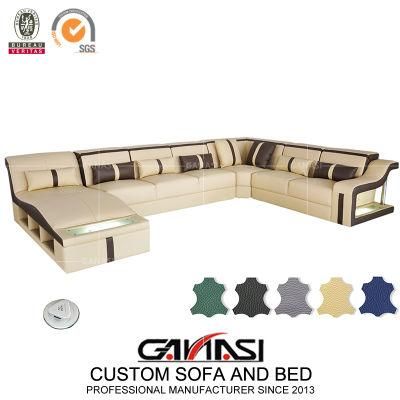 Italian Top Grain Leather U Shape Sofa for Living Room