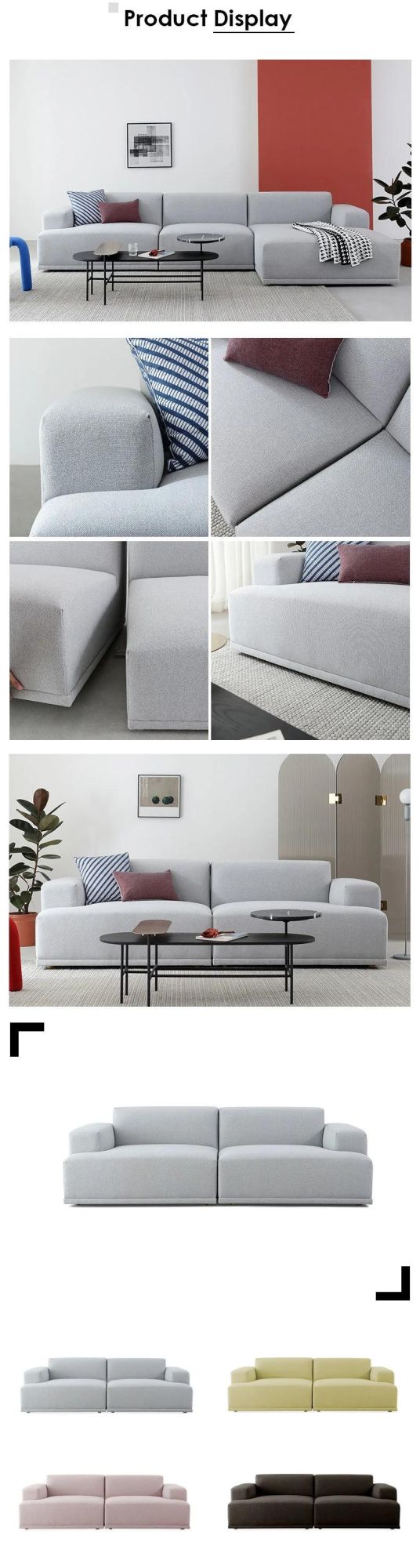 Modern Living Room Furniture L Shape Fabric Sectional Modular Sofa