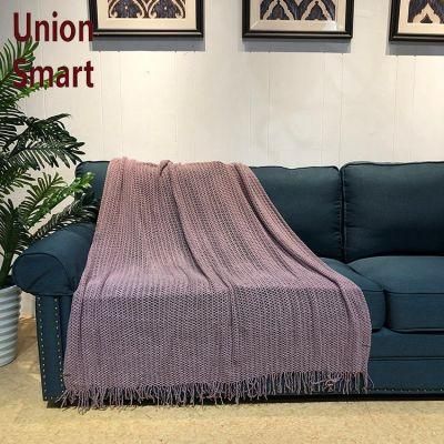 Ultra Soft Tassel Decorative Knitted acrylic Throw Blanket with Fringes for Couch, Bed, Sofa