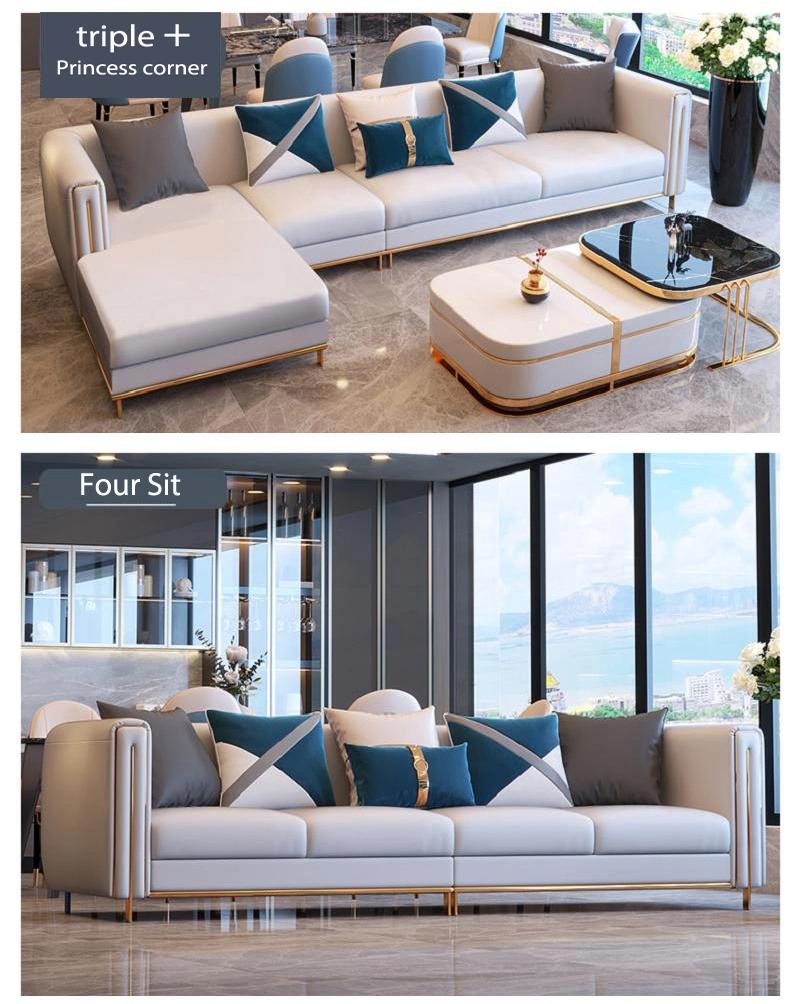 Customized Wooden Frame Combination Sofa Furniture First Layer Cowhide