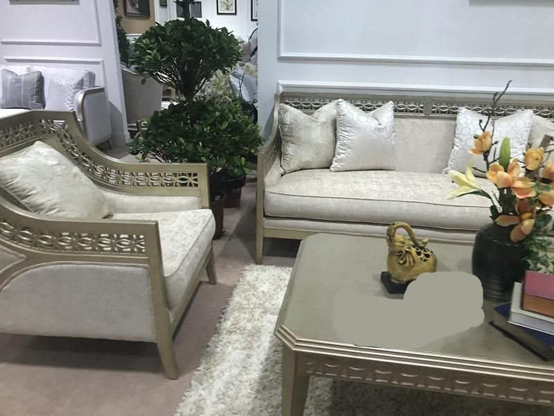 Fabric Solid Wood Frame Sofa with Classic Style for Living Room Furniture