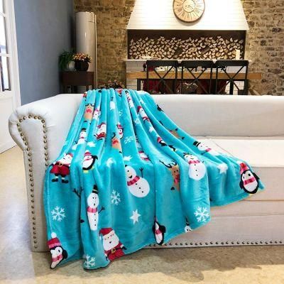 Blue Stripes Printed Flannel Fleece Sofa Bedding Blanket