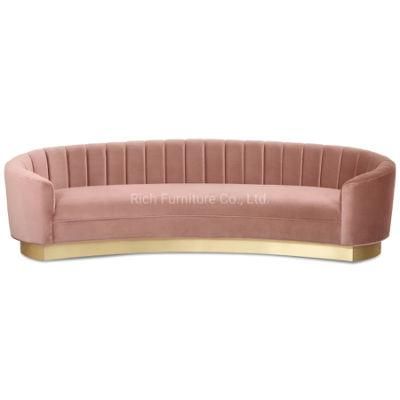 Modern European Style Soft Cafe Loveseat Sofa Living Room Furniture French Velvet Sofa Curved Shape