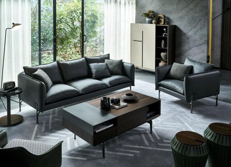 PF97 3 Seater with Armrest Leather Sofa, Italian Design Living Set in Home and Hotel