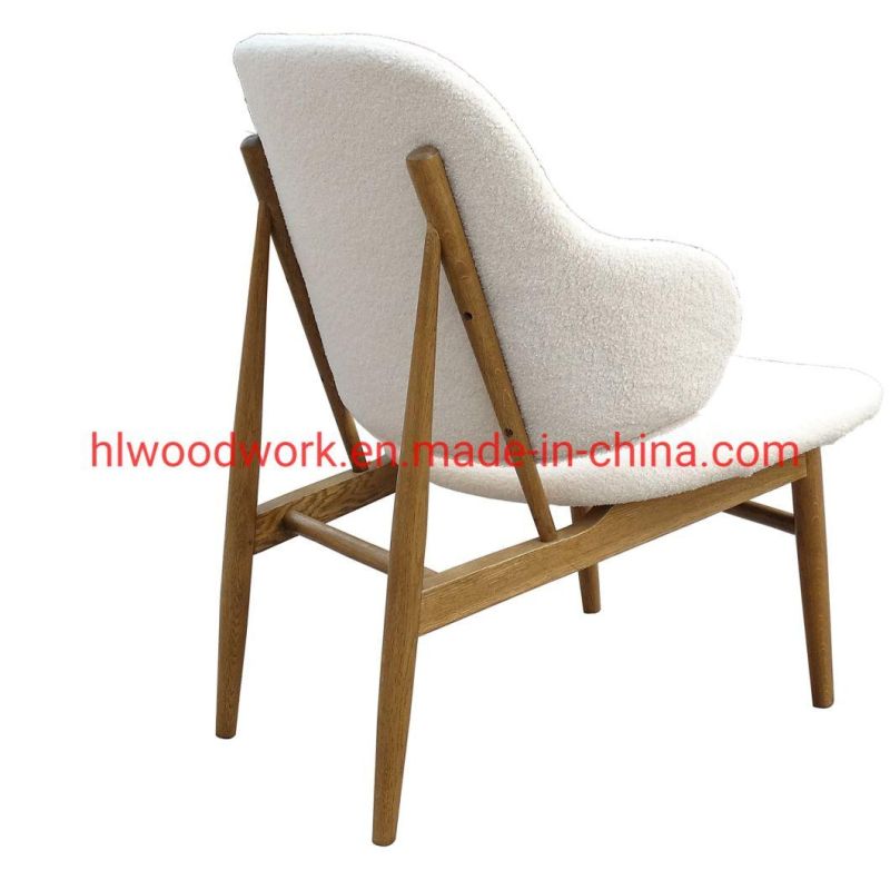 Magnate Chair with Oak Wood Teddy White Color Sofa Living Room Sofa Arm Chair Coffee Shop Sofa