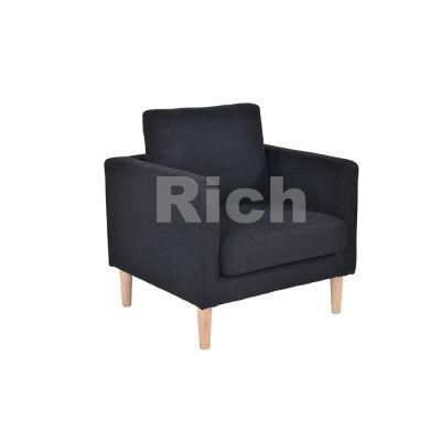 Black Modern Family 1-Seat Fabric Sofa for Living Room