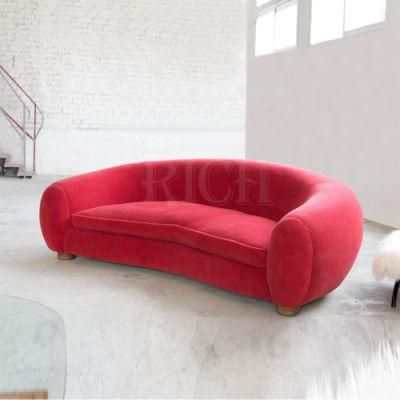 Modern 3 Seat Home Furniture Fabric Red Living Room Sofa