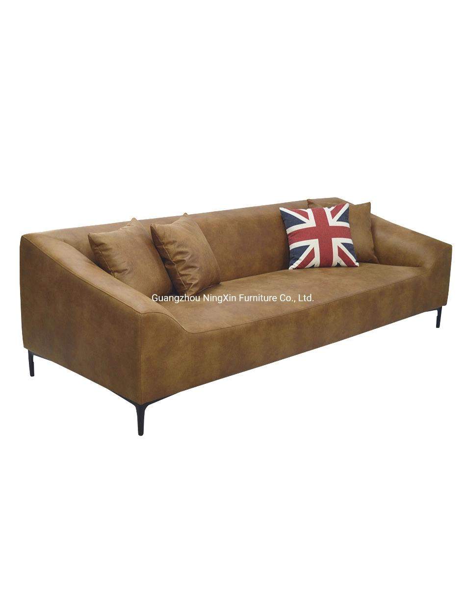 Amercian Style Vintage Tan Leather Sofa for Living Room