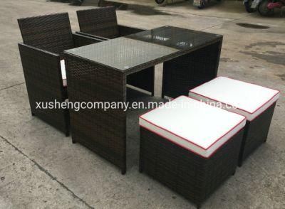 Steel Garden Outdoor Rattan Dining Table Set with Foldable Storage Chair Garden Sofa Set