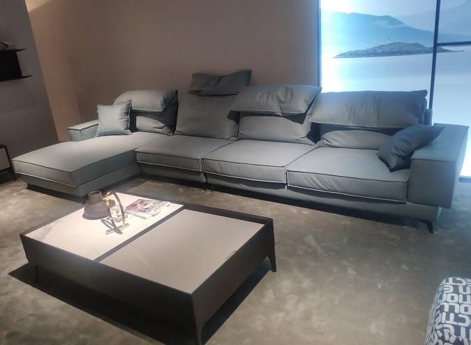 Italian Style Living Room Green Color Sectional Fabric Sofa