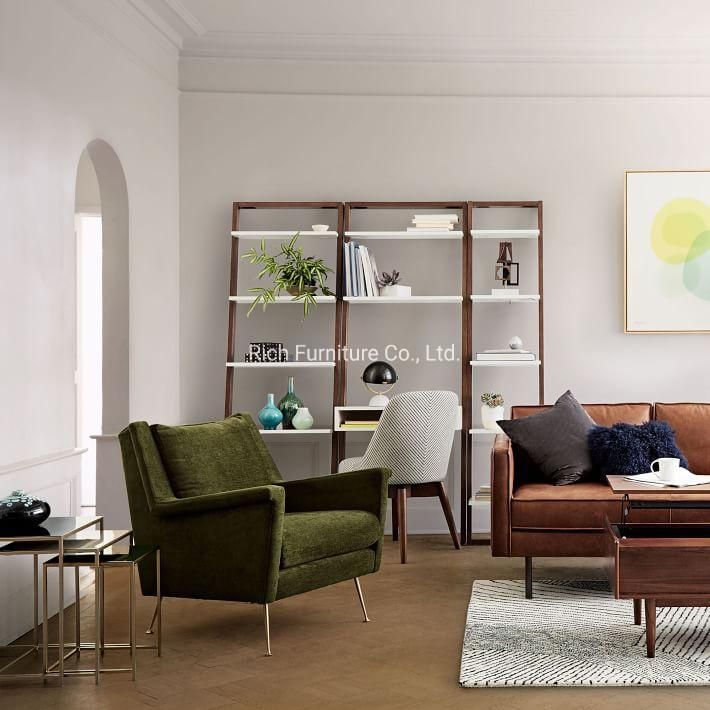 Simple Style Luxury Single Sofa Chair Green Fabric Cover Leisure Sofa Hotel Restaurant Armrest Sofa with Metal Legs