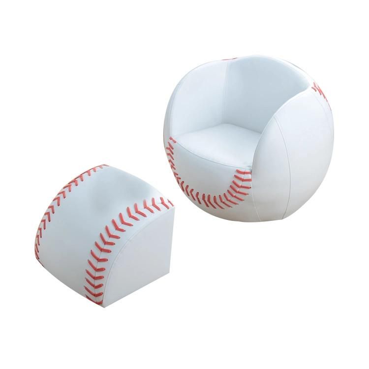 Popular Kids Baseball Sofa with Ottomanwholesale Kids Furniture