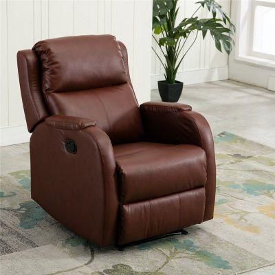 Home Furniture Coffee Color Leather Sofa Theater Chair Office Single Oneseat Sofa Manual Recliner Sofa for Living Room Sofa