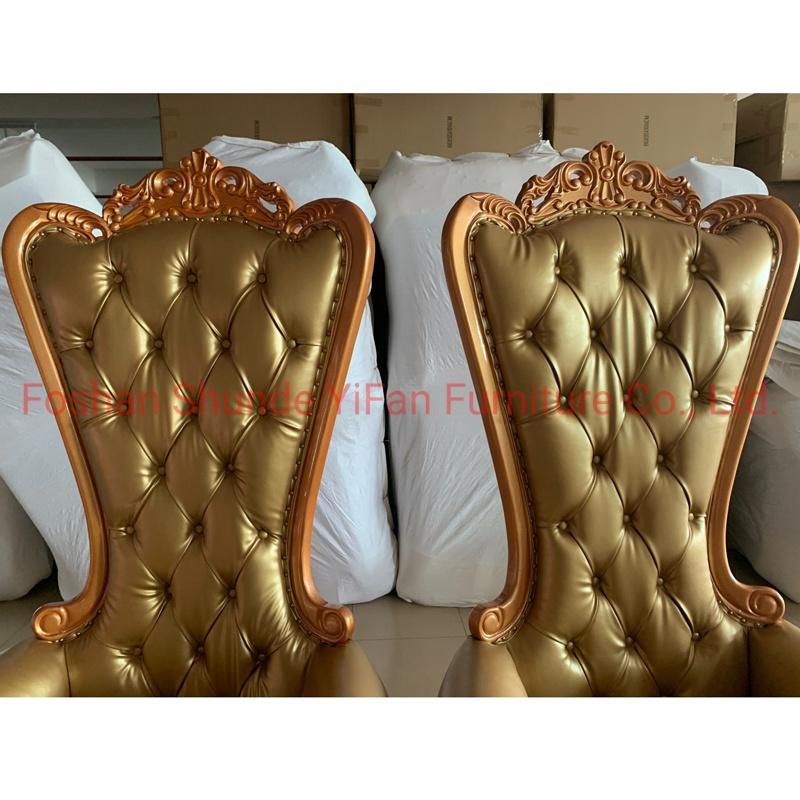 Hotel Lobby Furniture High Back King Throne Wedding Chairs in Optional Sofa Chair Color and Couch Cover Material