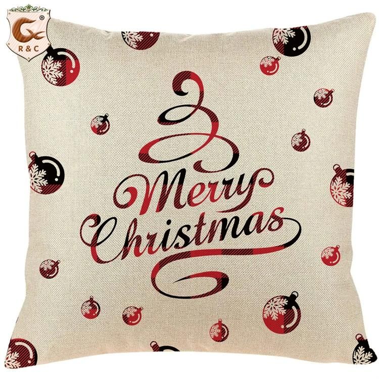 Hot Selling Custom Sofa Pillow Covers Red Funny Christmas Cushion Cover