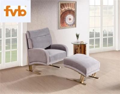 Home Sitting Room Sofa in Light Grey with Stainless Steel