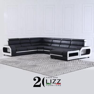 Modern Living Room Sofa High Headrest Comfortable Couch Leather Sofa