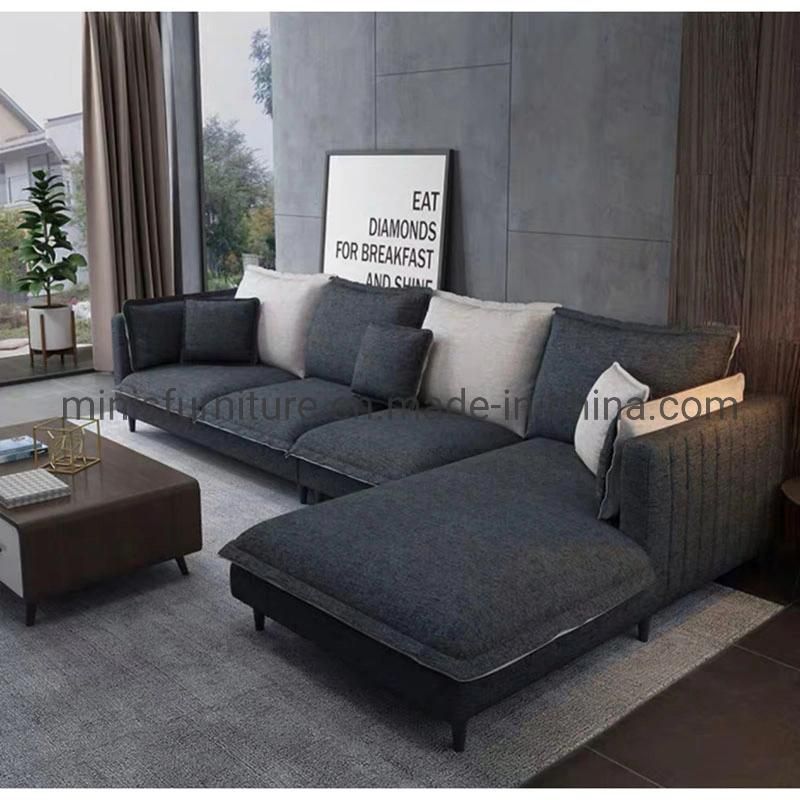 (MN-SF43) Factory Grey Fabric Living Room L-Shaped Sofa