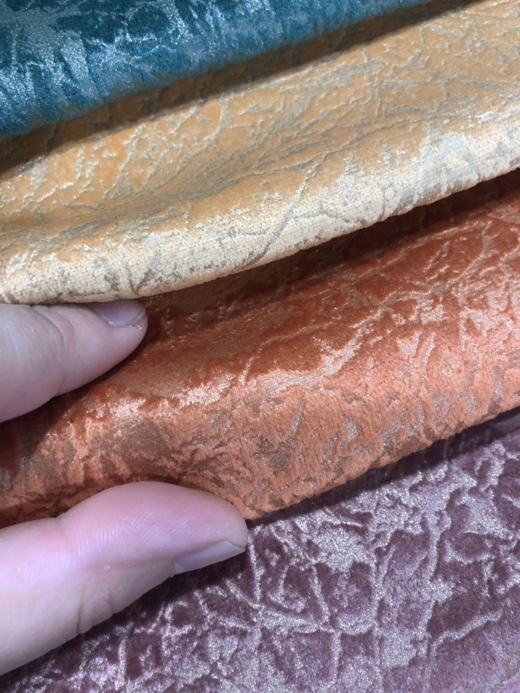 Shiny Gold Foil Polyester Knitting Velvet New Arrival Design Furniture Fabric Sofa Fabric