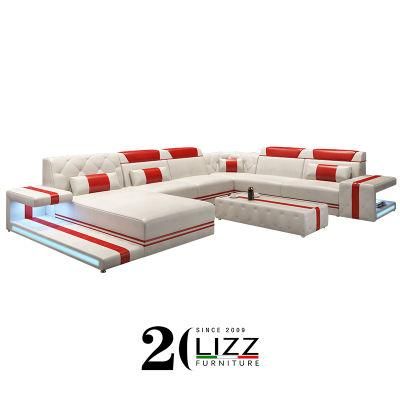 Modern Leisure Furniture Living Room Corner Genuine Leather Sofa Set